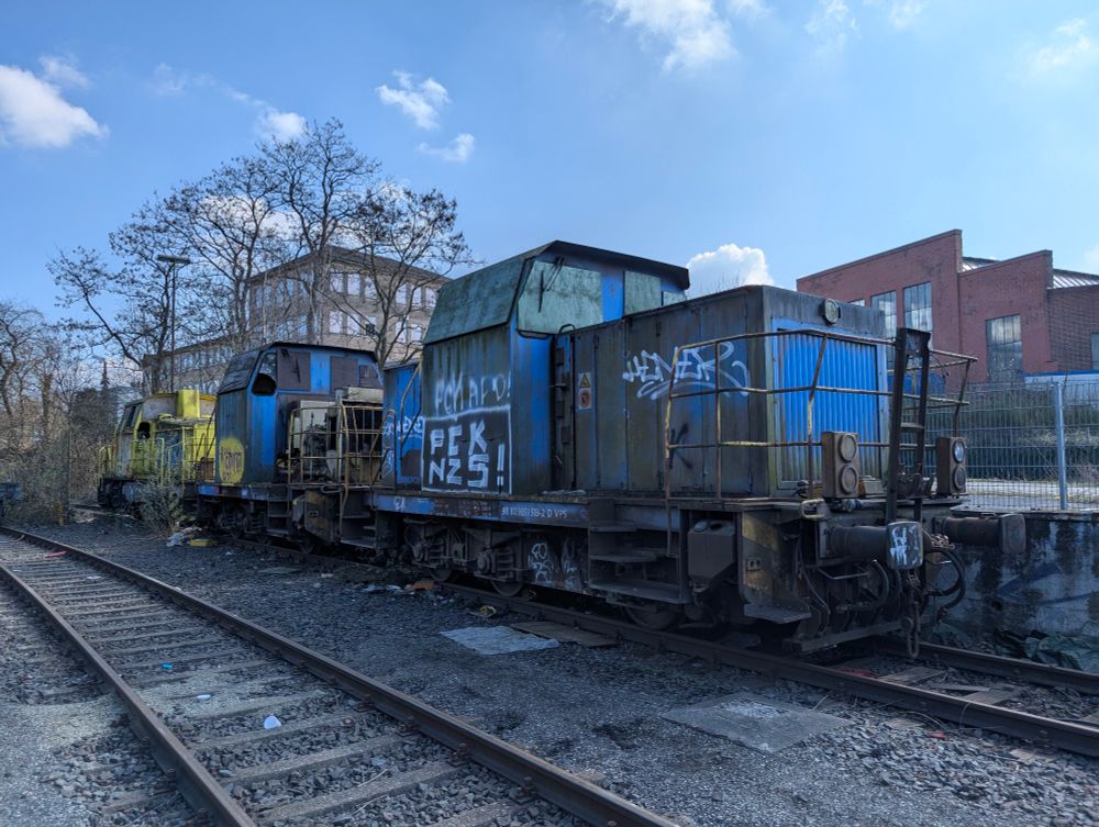 Three derelict looking shunting locomotives