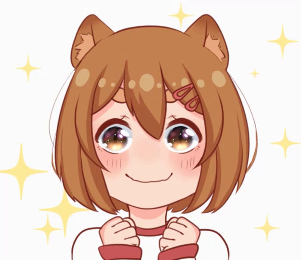 a drawing of a girl with a cat ear smiling