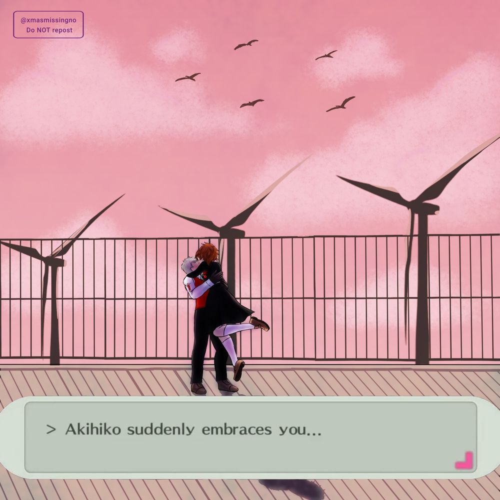 Akihiko and kotone from the hit game persona 3 portable together in a sunset mood