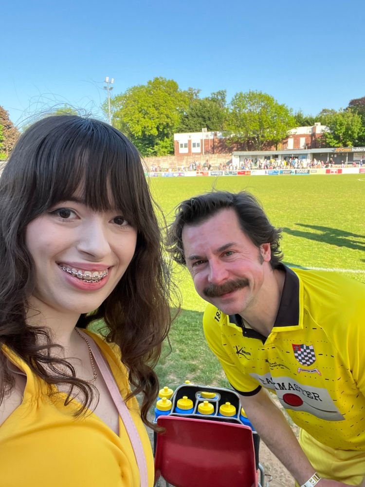 lotte with mike wozniak, who has definitely ducked a lot lower down than needed. i'm not that short, mike