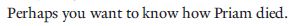 Perhaps you want to know how Priam died.