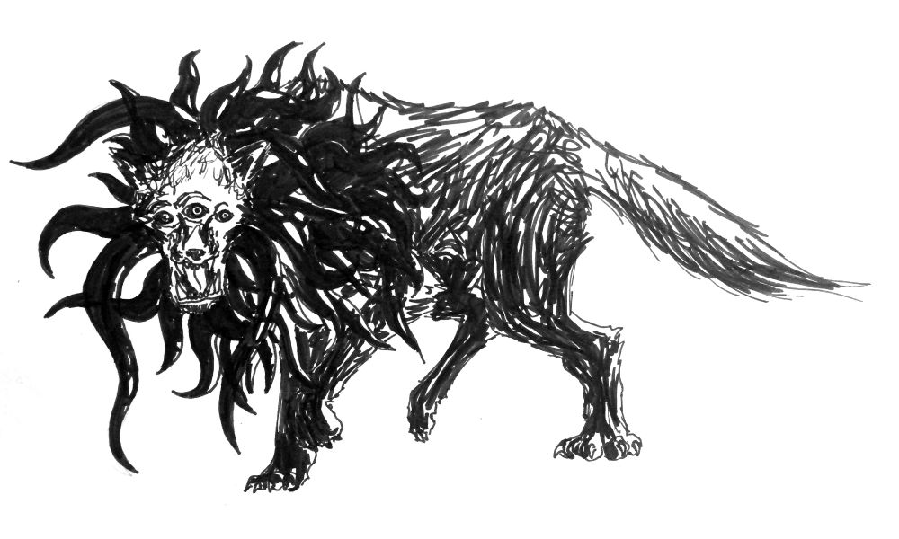 A sketch of the wolf described in the post.