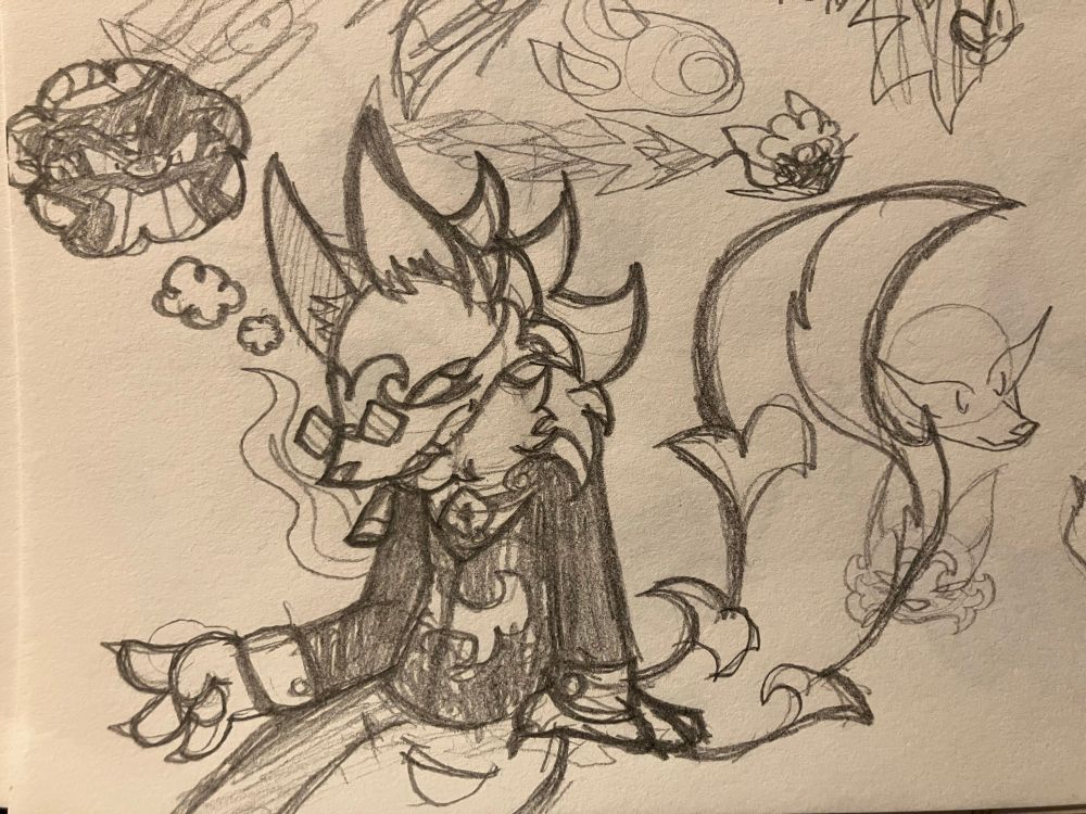 Wolf guy smoking a cigarette and thinking about Antonblast 