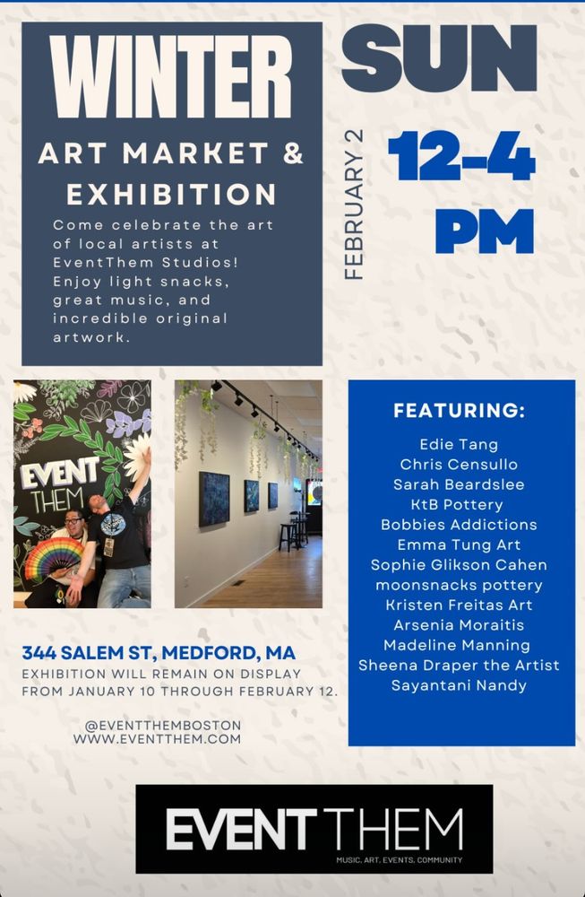 Come support local artists today! Paintings, prints, ceramics, stained glass, notecards, and more. Pieces range from $5-5000.