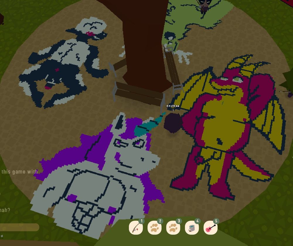 A group of drawing depicting an anthrophomorphic male unicorn, dragon and sheep. All of them are naked, the sheep is exposing his anus while the dragon show s off his penis. The unicorn is only shown from stomach up.