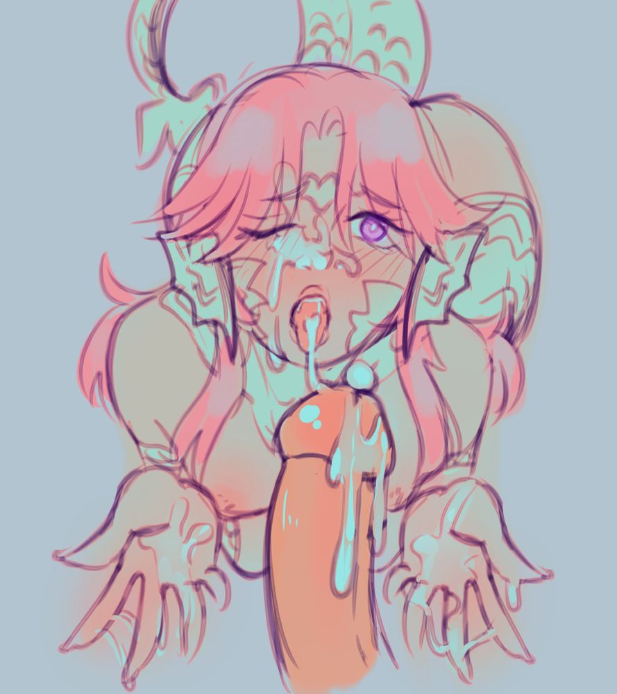 an au ra raen from final fantasy 14 receiving a facial. she has pale cream scales, horns, and a tail with pink hair and purple eyes