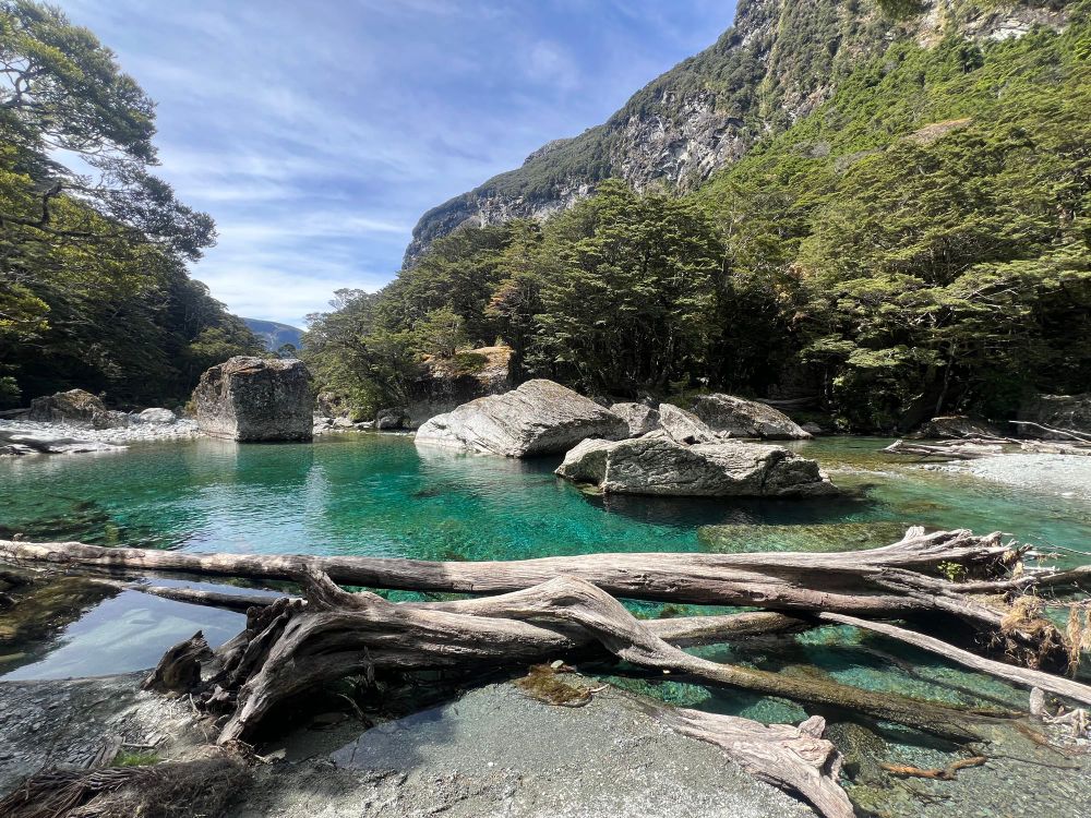 A small pool along a river 