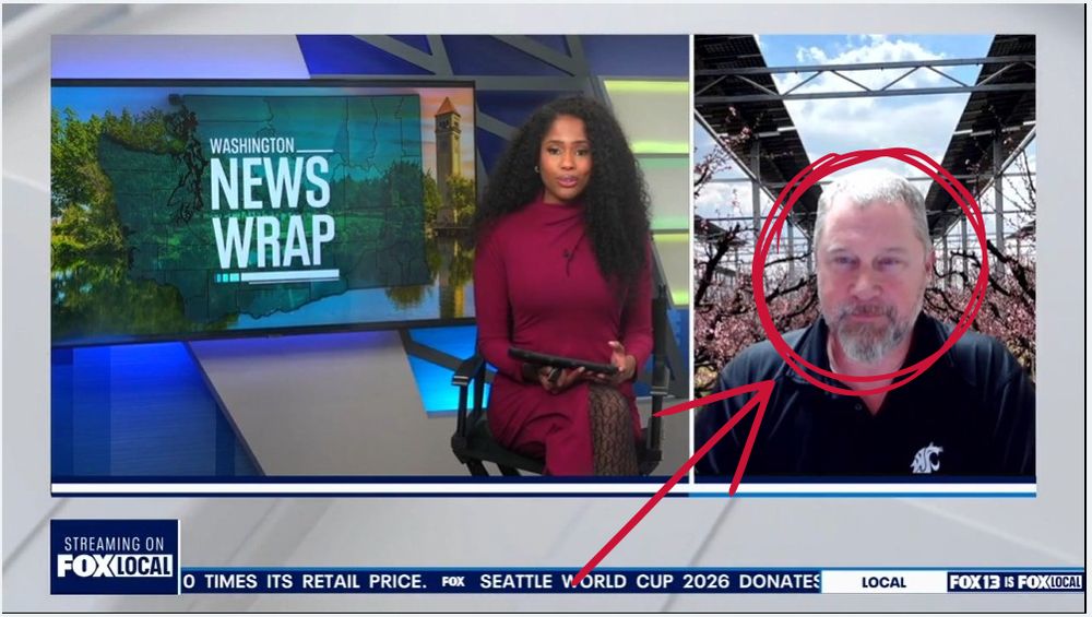 Screenshot of Fox news anchor at left and Chad at right.