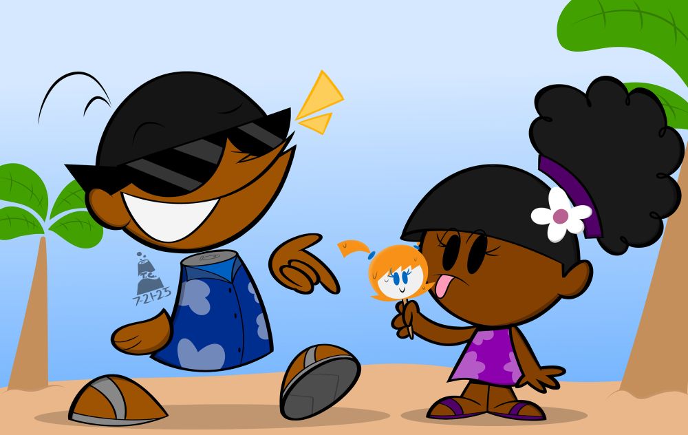 Fizz and Lia Brief on the Beach