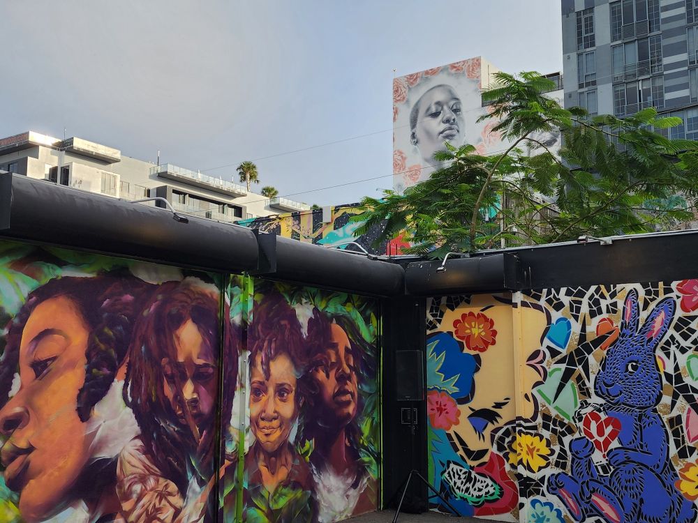 A picture of several outdoor murals.