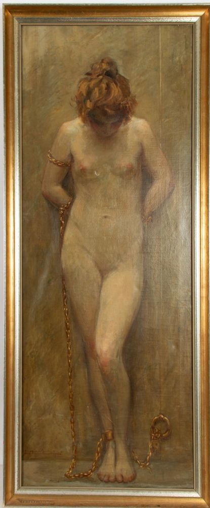 Painting, "Andromeda Chained"  (Kink In Pop Culture- art, history, 1800's)

Painted by Robert Schiff (Austria, 1869-1935)

"In our painting, Andromeda Chained is not the Princess, daughter of a jealous Queen that Perseus is going to free. She is a Young Woman, victim of her beauty, who, unable to hide the attractions of her nudity, tries to hide her face. Andromeda, unlike a repentant Mary Magdalene, has only her pure beauty to reproach herself for. 

For Robert Schiff, a painter of the frivolities of Vienna during the Belle Époque, who passed through Paris, our Andromeda marks a stylistic and thematic break.

It is no longer grand theater exits, or stair climbs announcing nocturnal delights that he deals with here, but the Feminine Condition torn between the dictatorship of appearance and the constraints of good morals." source- https://www.anticstore.art/118006P

There is little information readily available about this painting or the artist. This is listed as a 19th century work which, considering the year of the artist's birth, would have seen it produced in the late 1800's? 

While the artist did produce other nudes and even some erotica, this is the only one of his works I've come across to feature BDSM themes - https://www.invaluable.com/artist/schiff-robert-agbytxt2qj/sold-at-auction-prices/?srsltid=AfmBOorP3xXc1knUFUUZ8360DHrND0QJJmCmsiHRPzIccwbihMrV1wtV


Continue reading-
https://www.tumblr.com/theakandrewscollection/801929610910646272/andromeda-chained-art-history-1800s?source=share

#KinkInPopCulture #kink #bdsm #fetish #Andromeda Chained
#Andromeda
#Robert Schiff
#1800s
#Art
#Paintings
