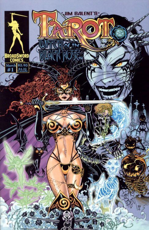 Cover, Tarot: Witch of the Black Rose #1 comic book (2000). Art by Jim Balent