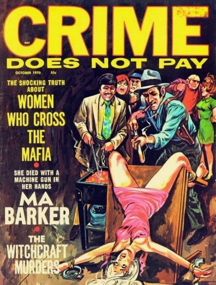 Cover, CrimeDoes Not Pay magazine #4, October 1970 issue 

Magazines normally would be released 2-3 months before their cover date, so somewhere in July-August of this year would be this issue"s 55th anniversary.

Published by Myron Fass, M. F. Enterprises, 
