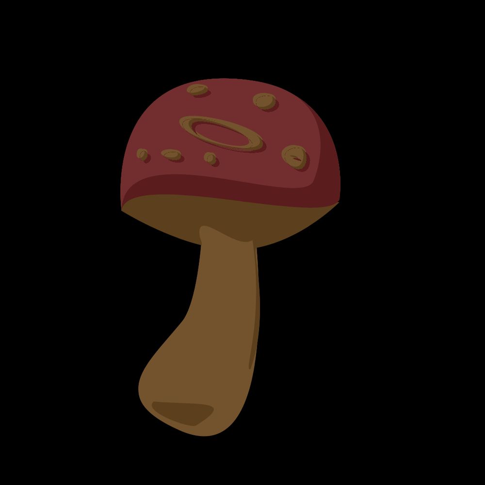 a desaturated fly agaric mushroom vector-type graphic