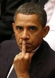 Obama, the best president in modern history, holds middle finger to mouth