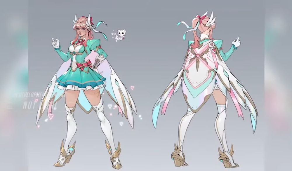 Concept art of Overwatch Mahou Shoujo character skins.
