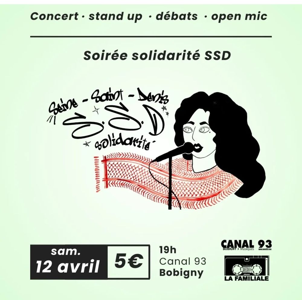 Soirée solidarité Palestine Bobigny canal 93 la familiale 