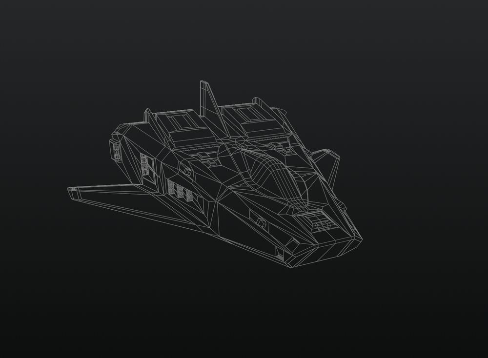 wireframe view of muh spess ship