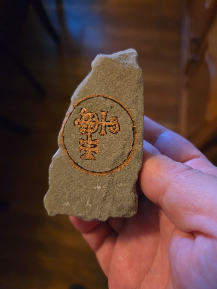 Rock from my yard featuring the sigil of Buer, president of Hell (is he elected?) seen in early modern book The Lesser Key of Solomon