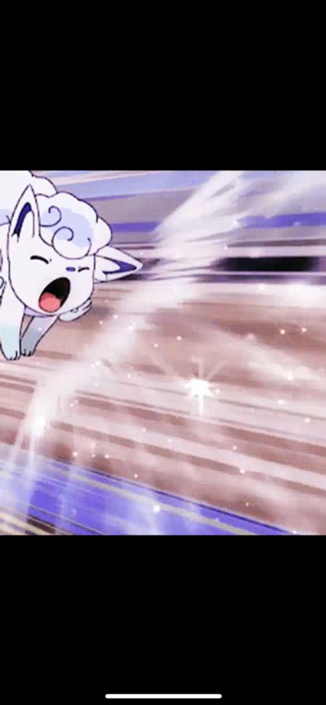An Alolan Vulpix, scream blasting ice.