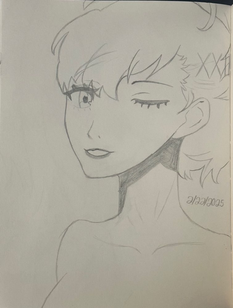 Sketch of Kotone, the female MC from Persona 3 Portable