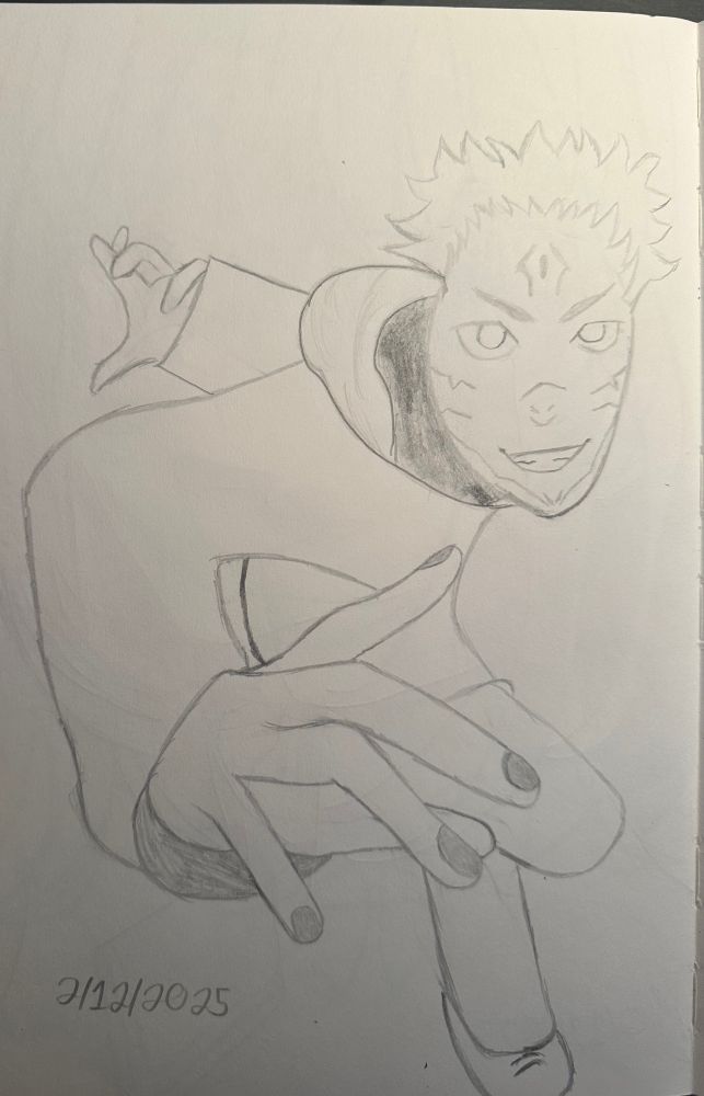 A sketch of Sukuna made using a reference from Insane Poses on Twitter 