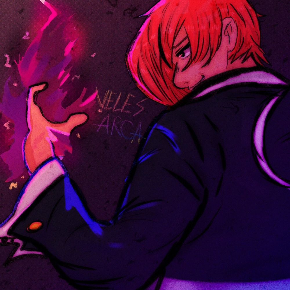 A rendered version of Iori Yagami holding his flame