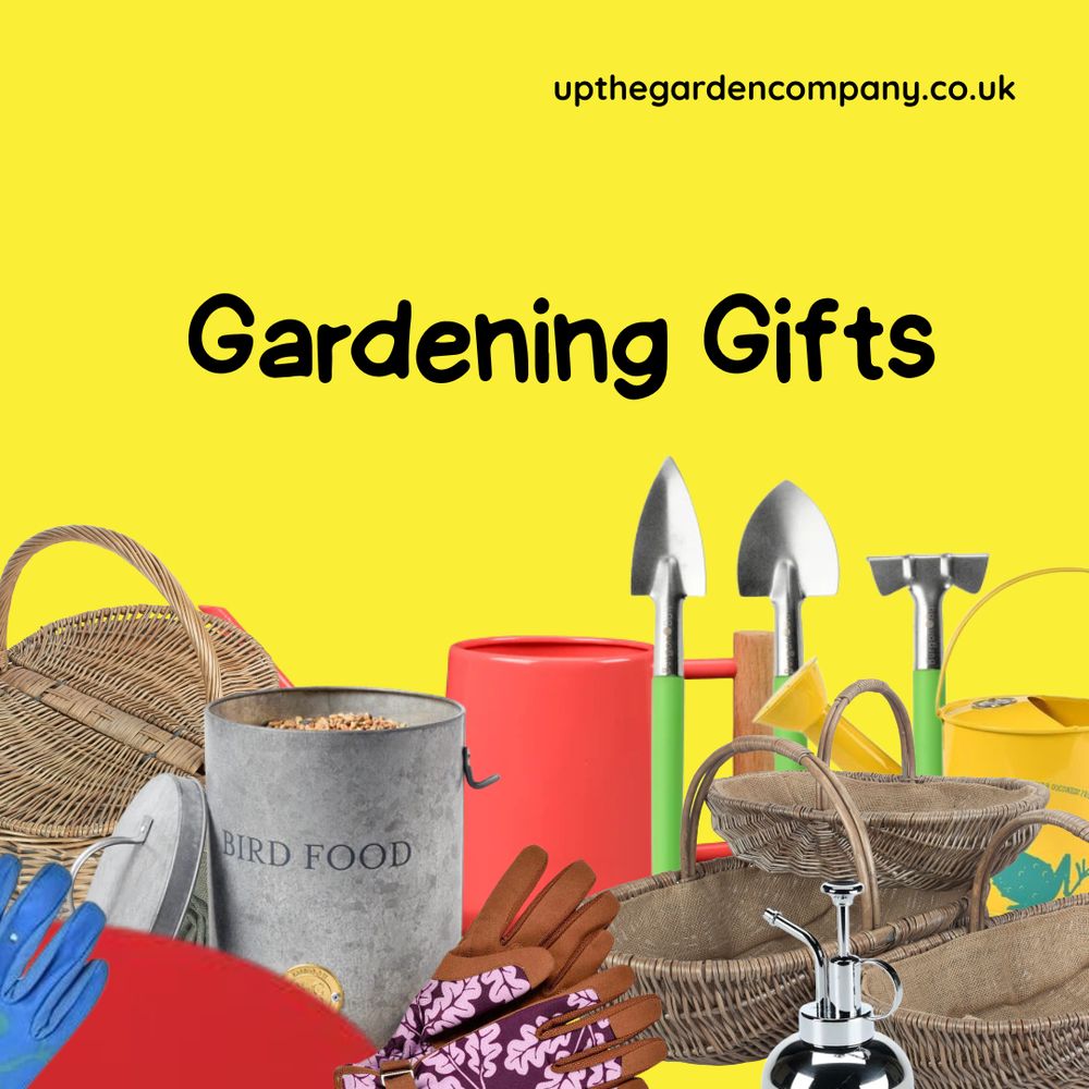 Gardening Gifts.
picnic hampers, bird food storage, gardening gloves, watering cans, gardening tools, plant misters, trugs, kneelers.
upthegardencompany.co.uk