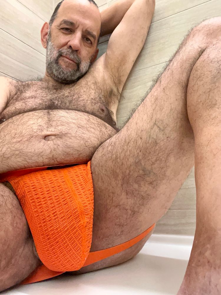 Bearded man in jockstrap 