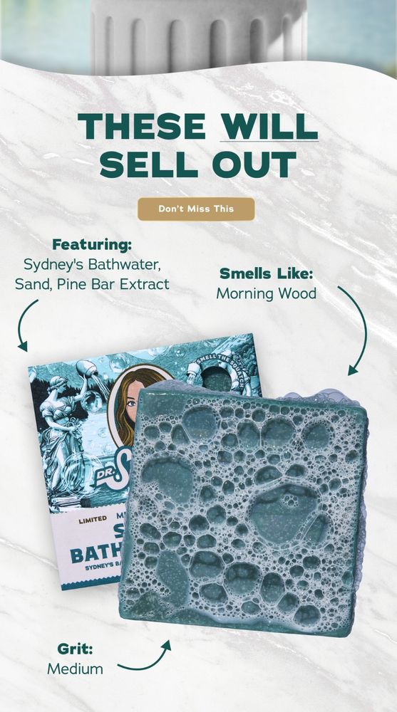 More information on the soap. If bathwater wasn't enough to entice you, you'll be happy to know that it also features Pine Bar Extract and "Smells like: Morning Wood". It also has a medium grit for when you really want to get that dirty water into your skin. God is dead and we have sold him.