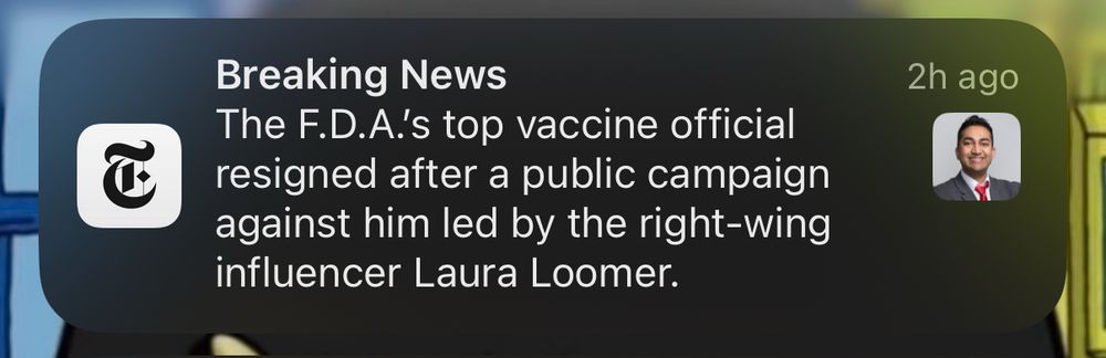 Breaking News
The F.D.A.'s top vaccine official resigned after a public campaign against him led by the right-wing influencer Laura Loomer.