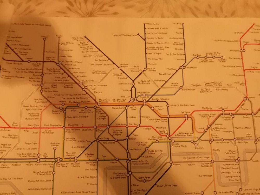 Horror movie tube map poster