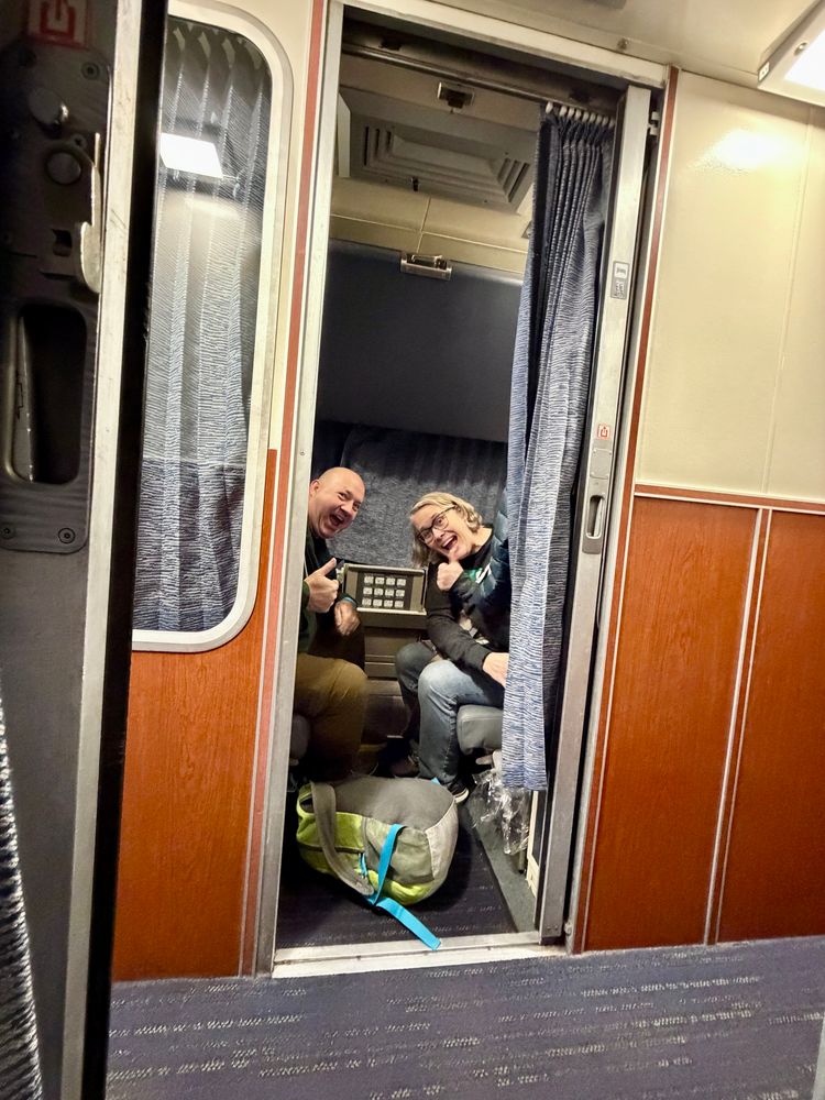Two of us in our roomette on Amtrak. 