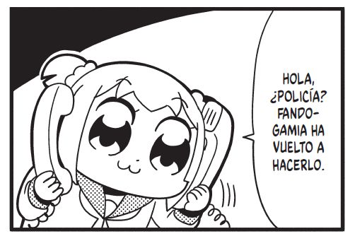 Popuko dice por teléfono: "Hola, ¿policía? Fandogamia ha vuelto a hacerlo".