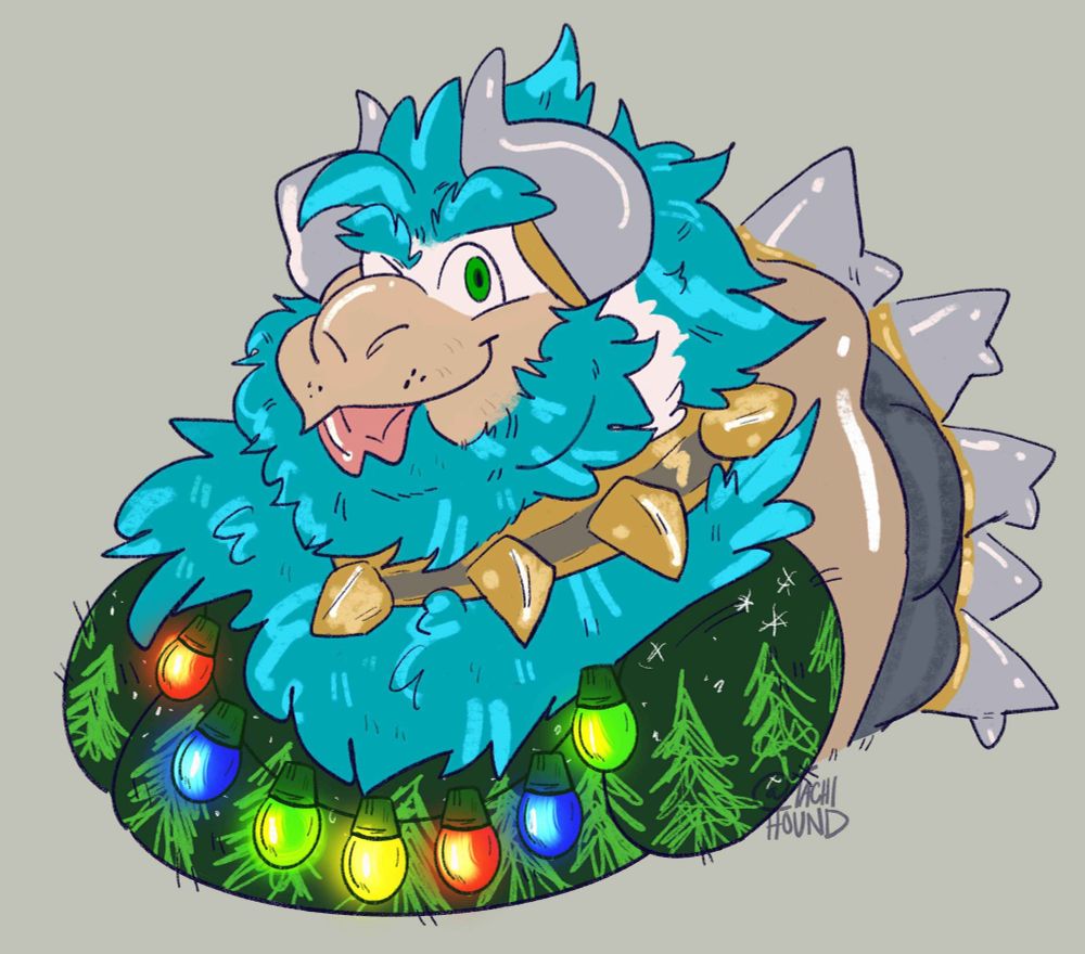 My big albino koopa, Thundyr sporting a festive get up for the holidays