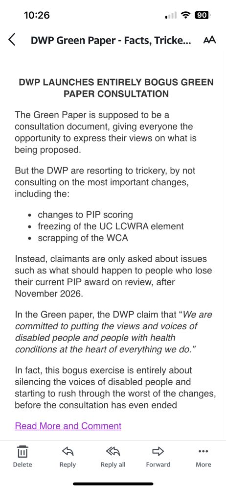 Article describing what the DWP is not including in its consultation. 