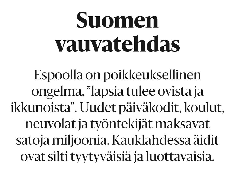 Syntyvyuden nousu maksaa Espoolle.