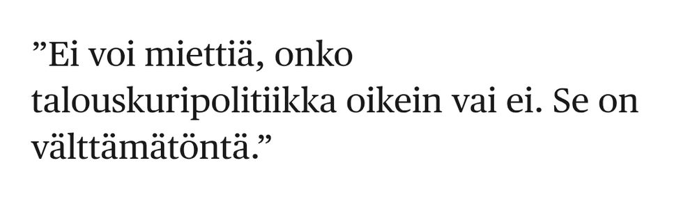Orpo: talouskuri välttämätöntä.