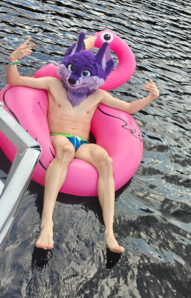 Relaxing on a lake in an inner tube