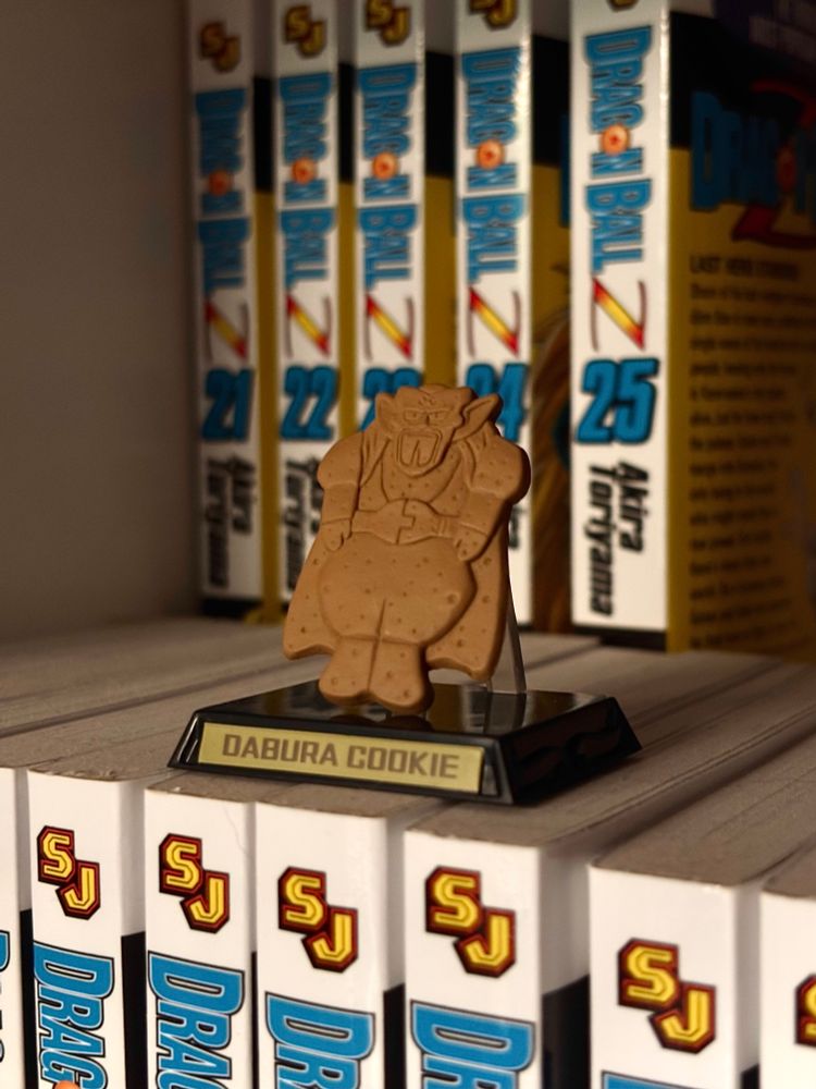 A small figure of Dabura after having been transformed into a cookie by Majin Buu in DBZ