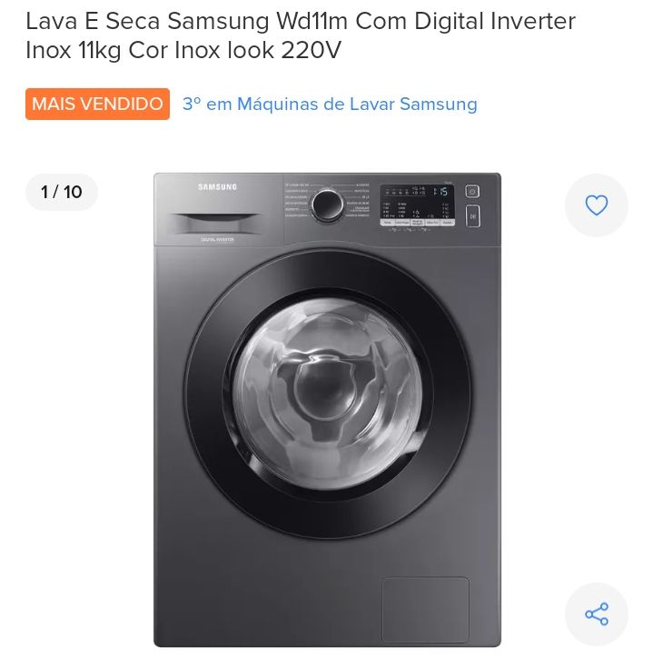 Máquina lava e seca inox samsung no app mercado livre