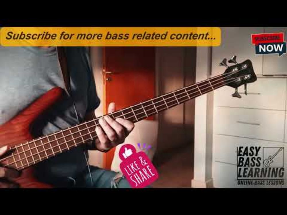Slap Bass Line with Ghost Notes and other techniques and Tabs on Screen