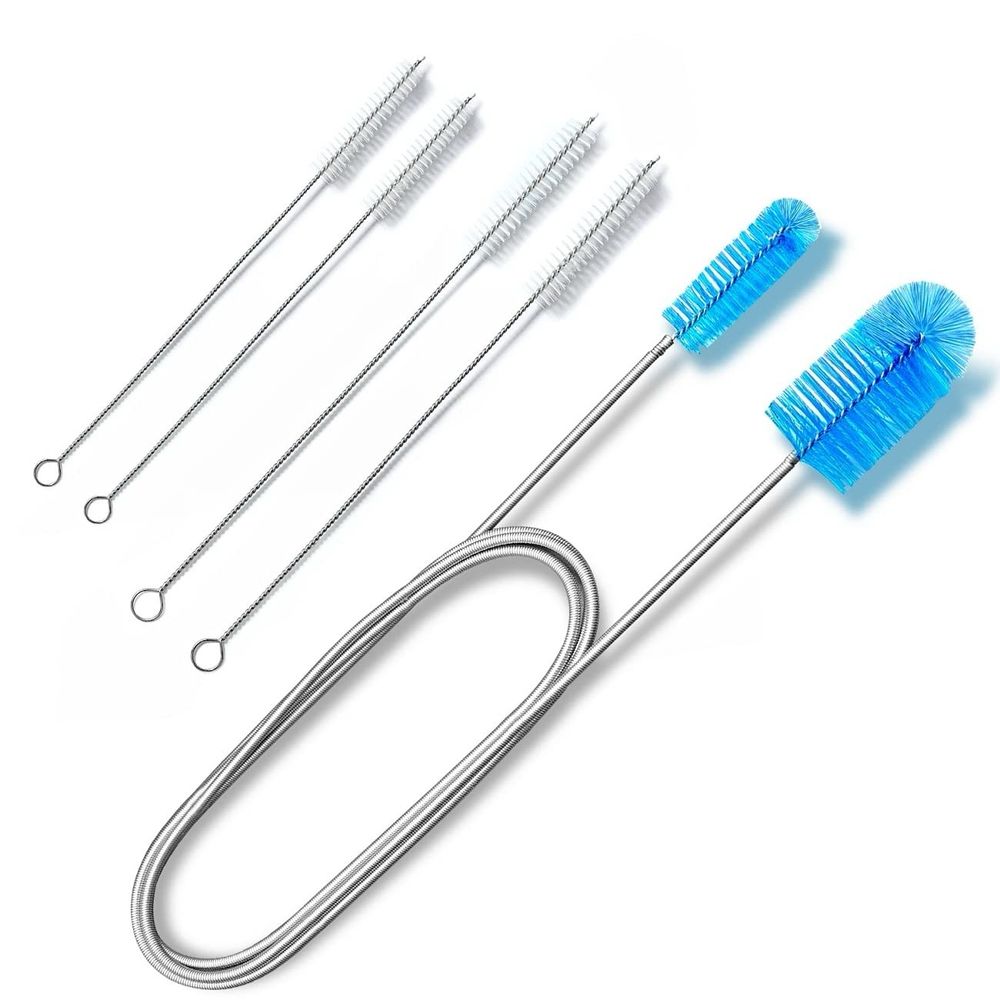 4 lil drain brushes and a BIG drain brush with 2 blue brushes on each end