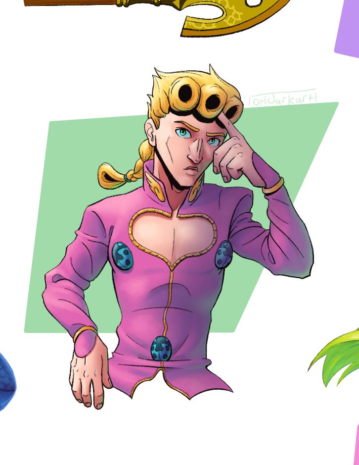 Painting of Giorno Giovanna from Vento Aureo, or Golden Wind