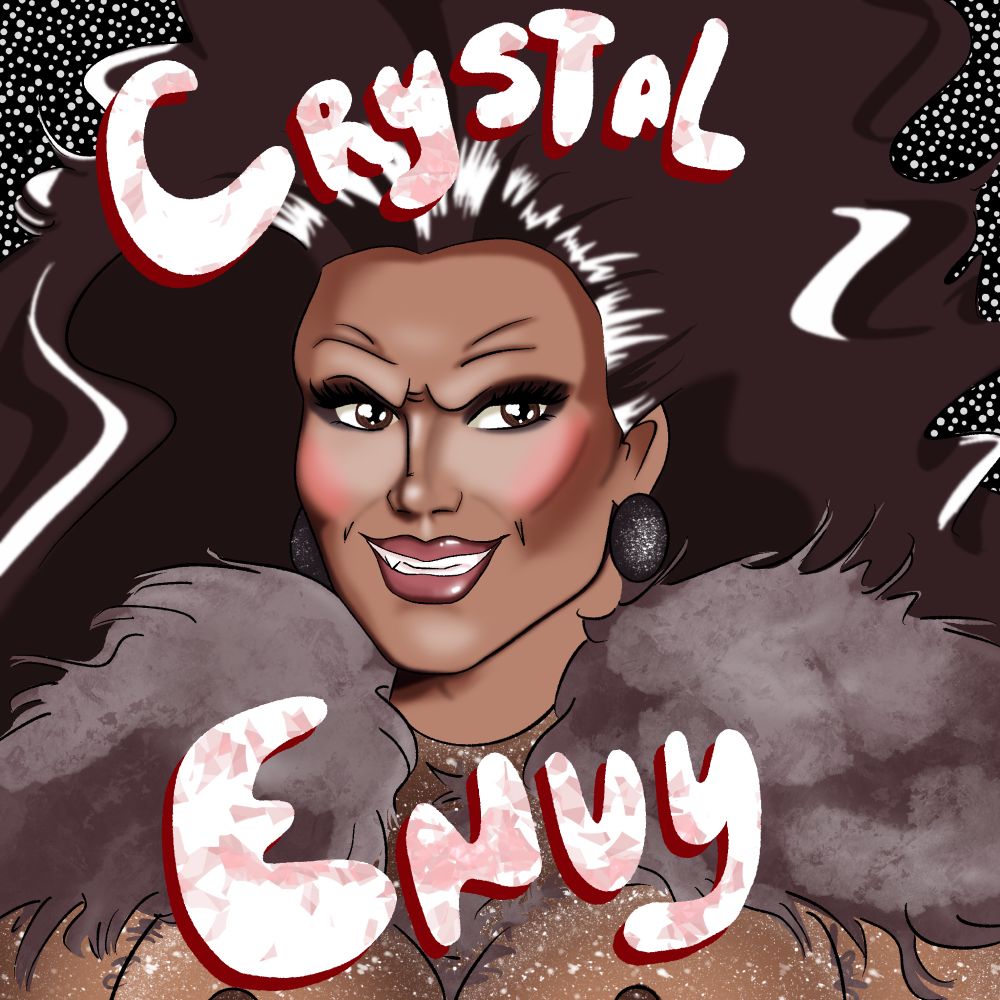 Portrait of Crystal Envy from rupauls drag race season 17 in her werewolf “Nailed it” outfit.