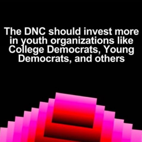Graphic with text that says “The DNC should invest more in youth organizations like College Democrats, Young Democrats, and others”