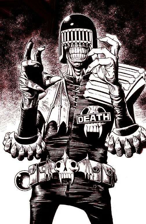 Judge Dreddin pahis Judge Death Brian Bollandin piirtämänä