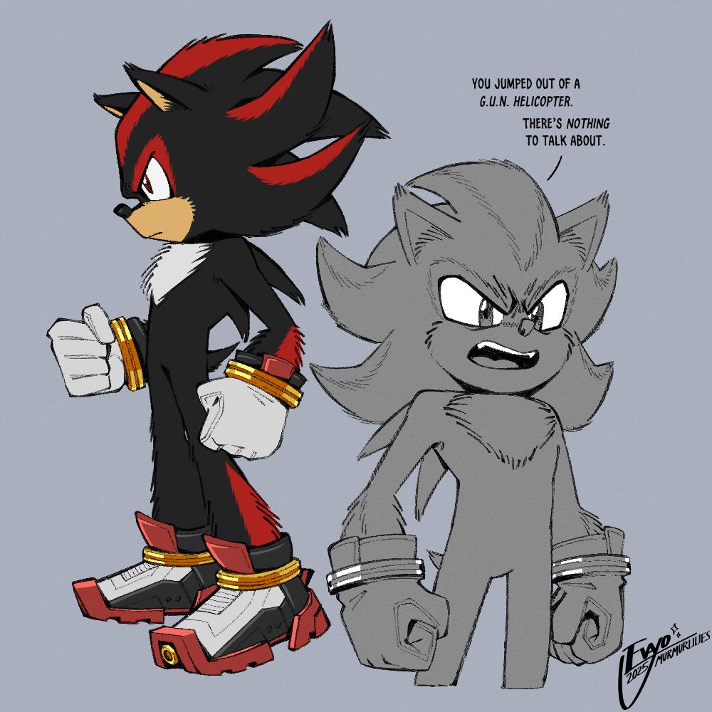artwork of Shadow from the Sonic the Hedgehog series, based off his design from the live action films.