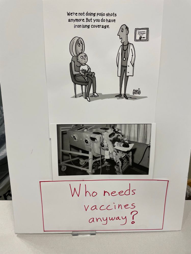 Picture of an iron lung with caption “who needs vaccines anyway?”