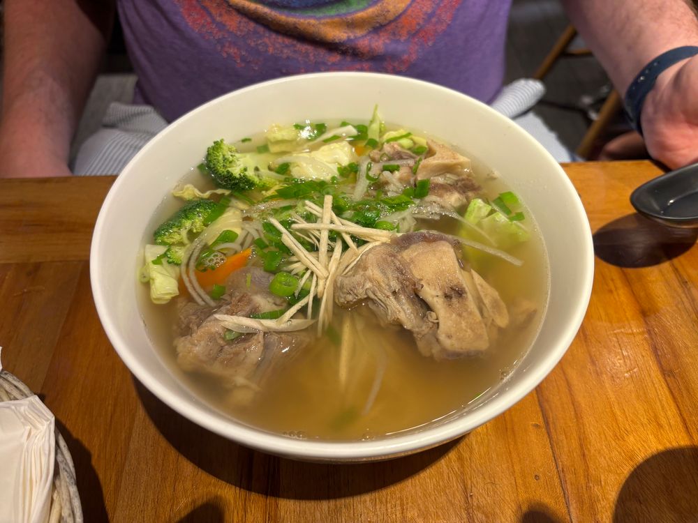 a bowl of oxtail Pho